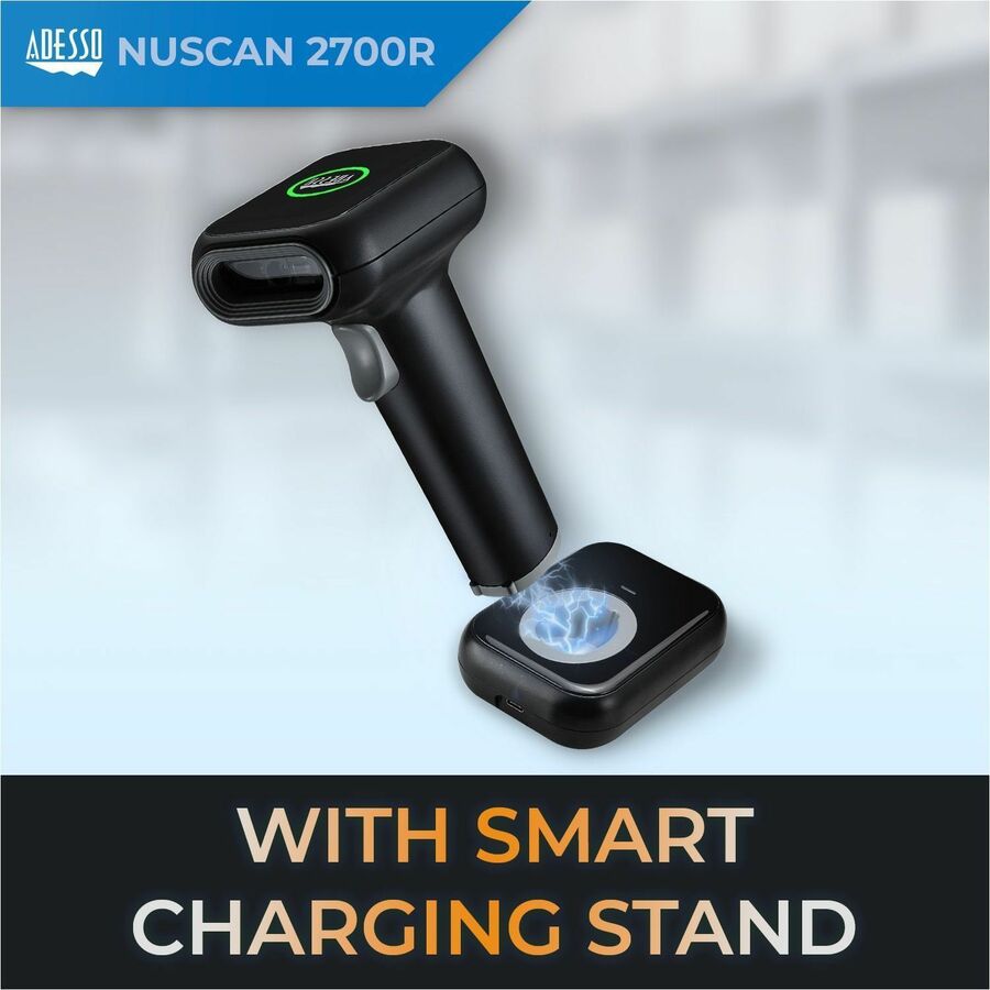 Adesso NuScan 2700R 2D Wireless Barcode Scanner with Charging Cradle Adesso NuScan 2700R 2D Wireless Barcode Scanner with Charging Cradle